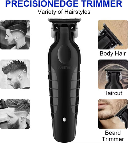 Kemei 2299 Professional Cordless Hair Trimmer with Zero Gap Cutting and Detail Carving Features