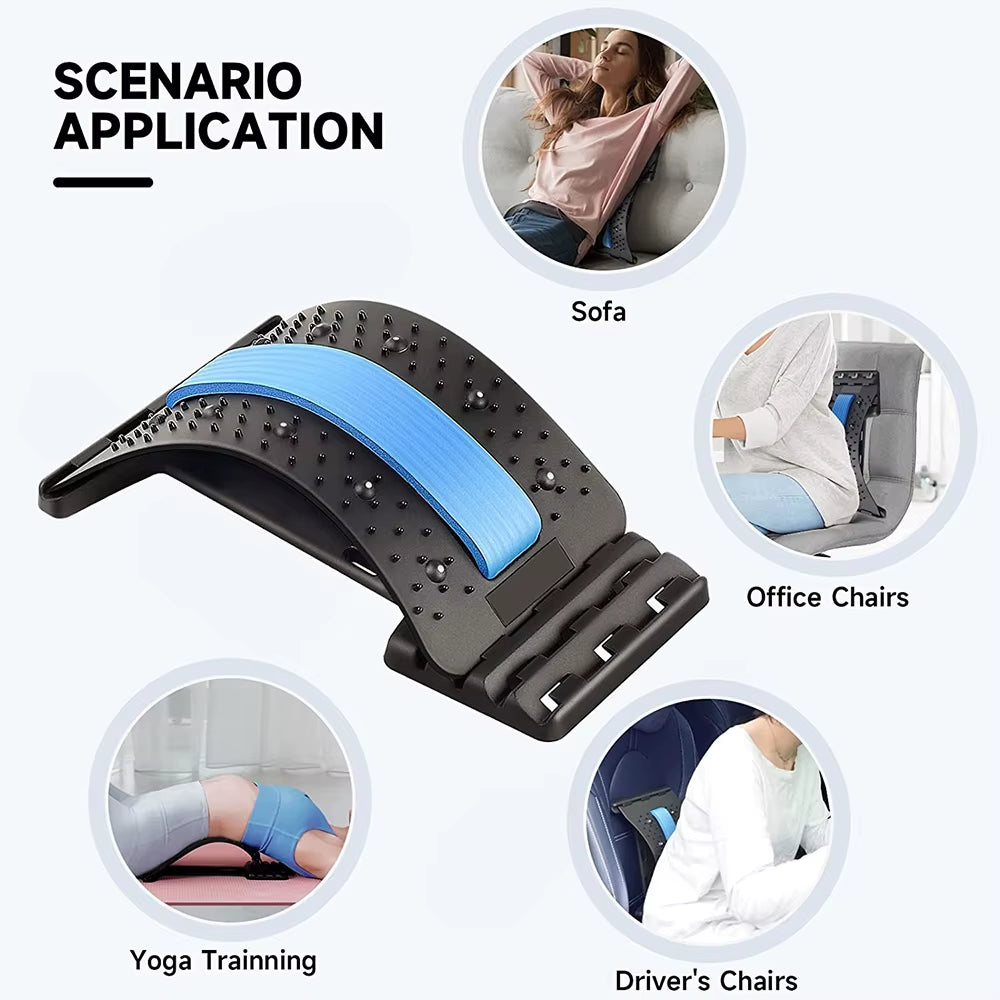 Adjustable Back Stretcher Waist Back Cracking Device Back Cracker 4 Level Spine Board Magnetic Therapy Shoulder Back Pain Relief