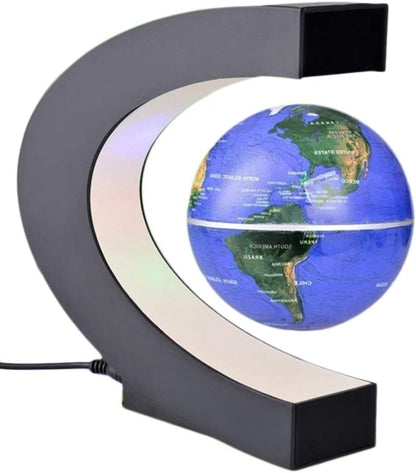 Magnetic Levitation Floating Globe World Map with C Shape Base (Blue 3" Globe)