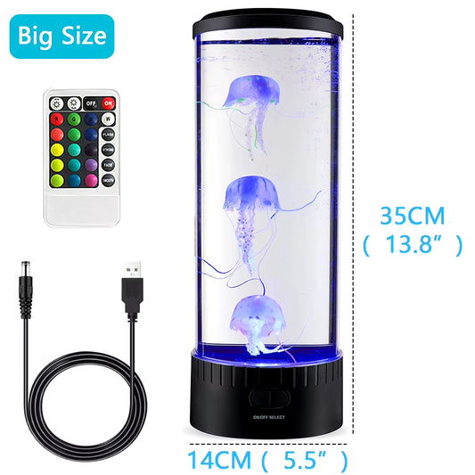 Jellyfish Lamp LED Night Light Remote Control Color Changing Home Decoration Lights Aquarium Birthday Gift for Kids USB Charging